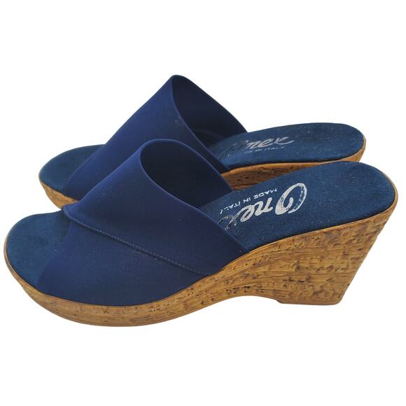 ONEX Womens Christina Open Toe Wedge Heel Sandals - Navy, 7M EUC - Picture 1 of 6